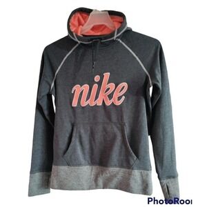 Nike Hoodie woman size small gray with orange therma- fit